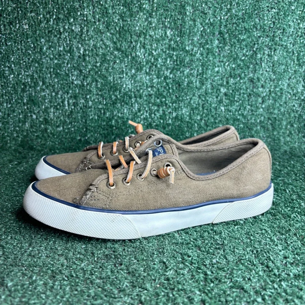 Sperry Crest Vibe Canvas Memory Foam Nautical Casual Sneaker Brown‎ Womens 6.5